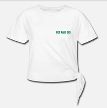 Load image into Gallery viewer, Get Paid Sis Knotted Crop Tee - White